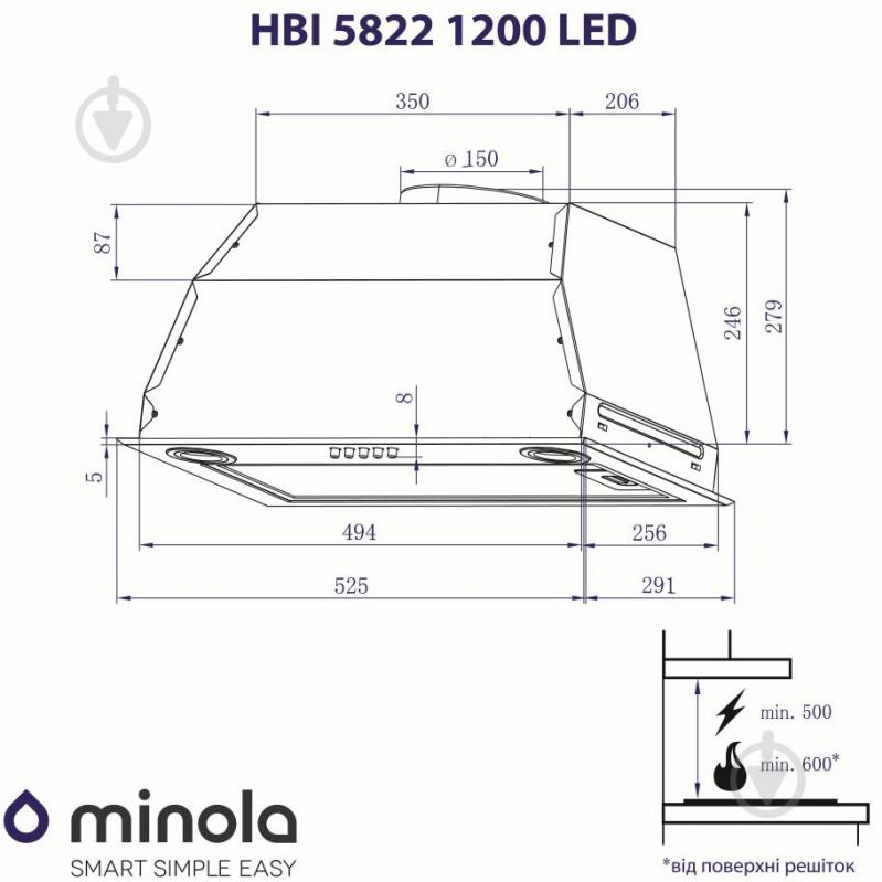 Вытяжка Minola HBI 5822 BL 1200 LED - фото 10