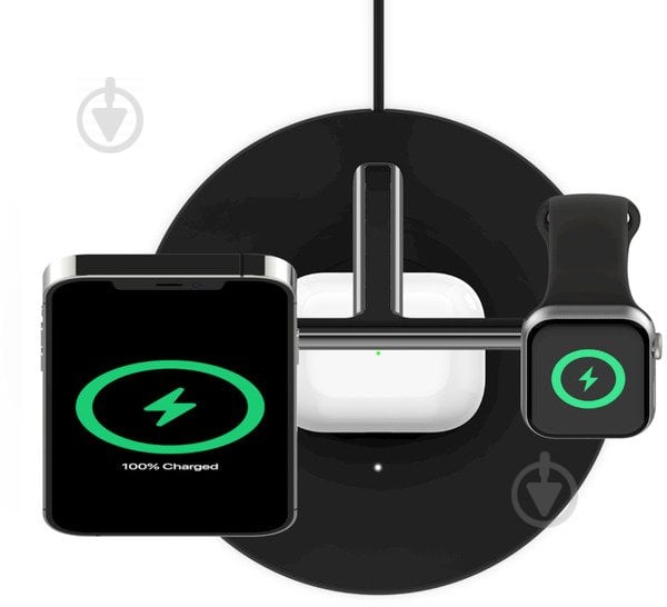 Бездротовий зарядний пристрій Belkin MagSafe 3-in-1 Wireless Charger black - фото 8