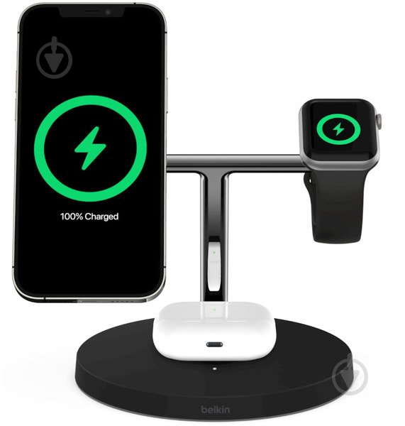 Бездротовий зарядний пристрій Belkin MagSafe 3-in-1 Wireless Charger black - фото 9