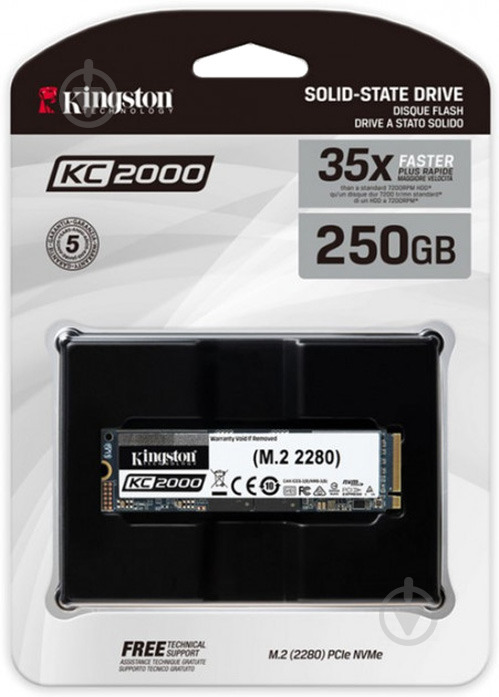 SSD-накопитель Kingston KC2000 250GB M.2 PCI Express 3.0 x4 3D NAND (SKC2000M8/250G) - фото 3