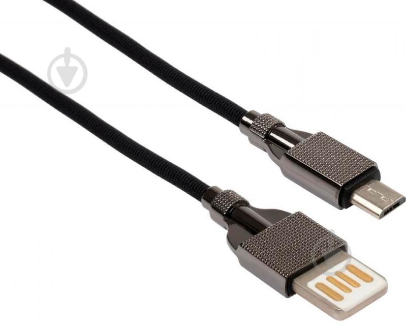 Дата-кабель Vinga USB 2.0 АМ – microUSB 1 м чорний (VCPDCM2SNB1BK) - фото 1
