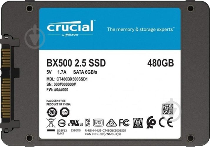 SSD-накопитель Micron BX500 480GB 2,5" SATA III 3D NAND (CT480BX500SSD1) - фото 4