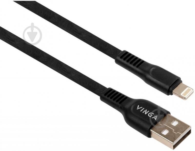 Дата-кабель Vinga USB 2.0 AM – Lightning 1 м чорний (VCPDCLFTPE1BK) - фото 2 Дата-кабель Vinga USB 2.0 AM – Lightning 1 м чорний (VCPDCLFTPE1BK) - фото 2