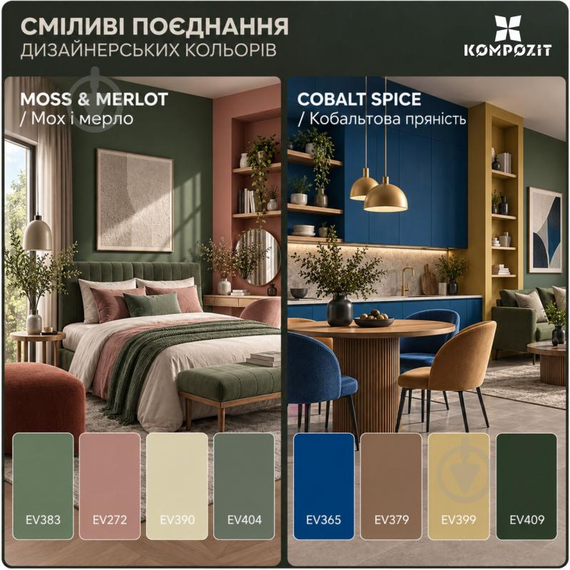 Краска интерьерная латексная Kompozit PRIME 3 мат Синий обелиск EV364 2,7 л - фото 6