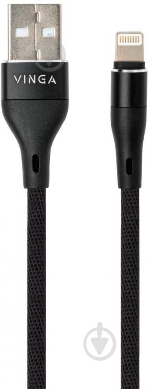 Дата-кабель Vinga USB 2.0 AM – Lightning 1 м черный (VCPDCLCANB1BK) - фото 1
