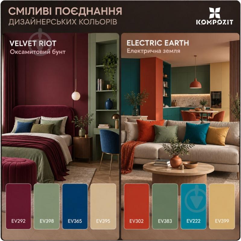 Краска интерьерная латексная Kompozit PRIME 3 мат Синий обелиск EV364 9 л - фото 11