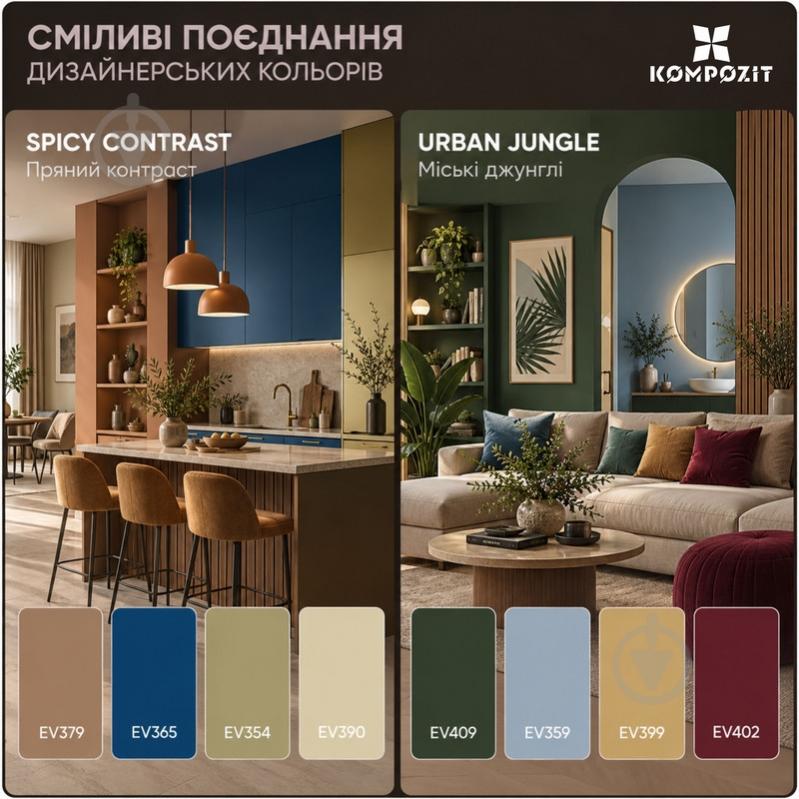 Краска интерьерная латексная Kompozit PRIME 3 мат Синий обелиск EV364 9 л - фото 8