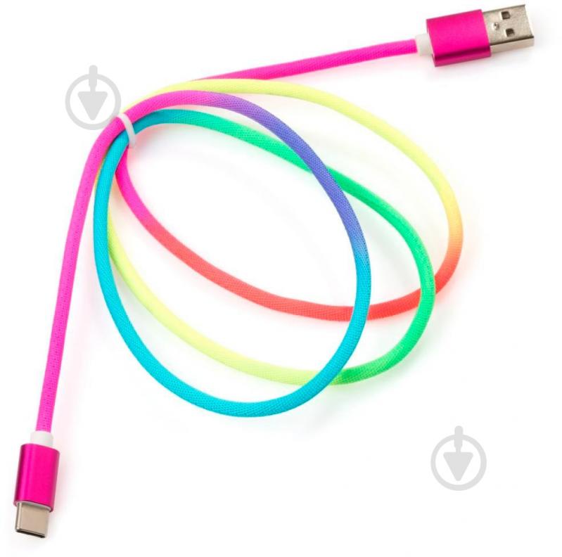 Дата-кабель Vinga USB 2.0 AM – Type-C 1 м разноцветный (VCPDCTCCOLNB1RS) - фото 1