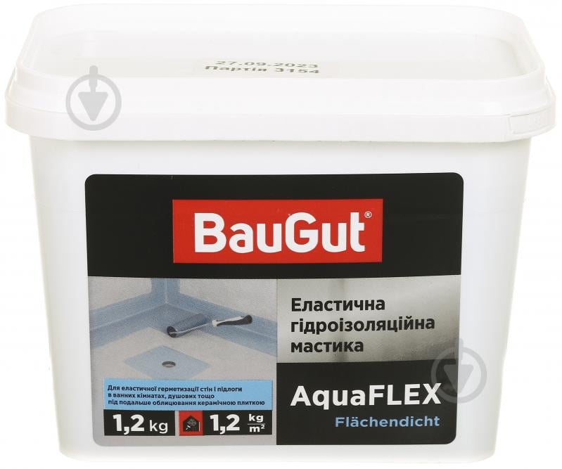 Мастика акрилова BauGut еластична гідроізоляційна AquaFlex 1,2 кг 1 л - фото 1