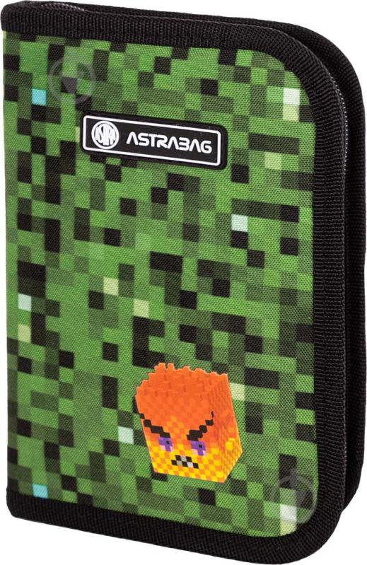 Пенал шкільний AC1 Pixel one ASTRABAG чорний із зеленим - фото 1