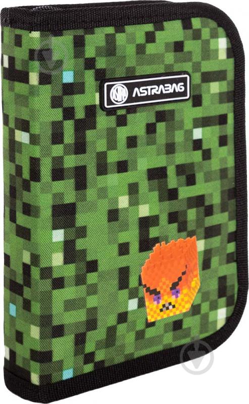 Пенал шкільний AC1 Pixel one ASTRABAG чорний із зеленим - фото 2