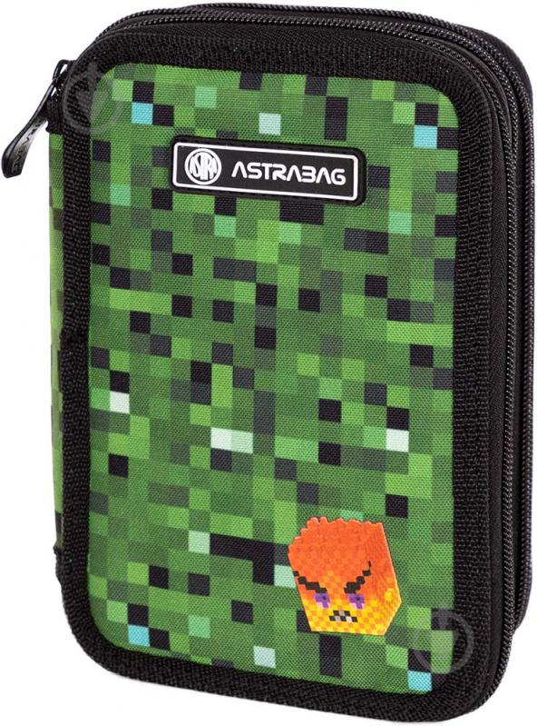 Пенал школьный AC31 Pixel one ASTRABAG черный с зеленым - фото 1