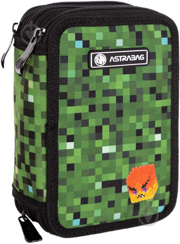 Пенал школьный AC31 Pixel one ASTRABAG черный с зеленым - фото 2