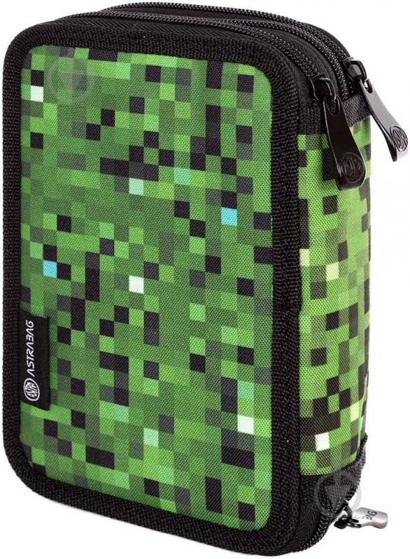 Пенал школьный AC31 Pixel one ASTRABAG черный с зеленым - фото 3