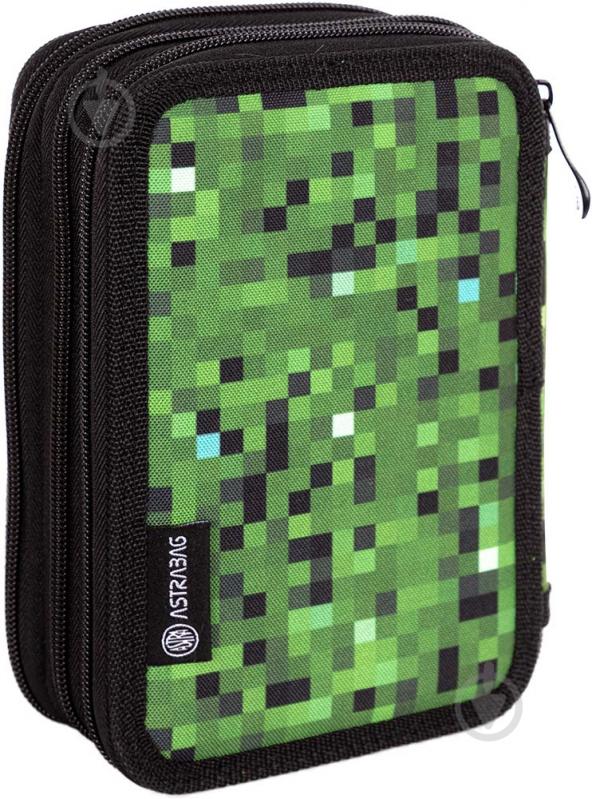 Пенал школьный AC31 Pixel one ASTRABAG черный с зеленым - фото 4