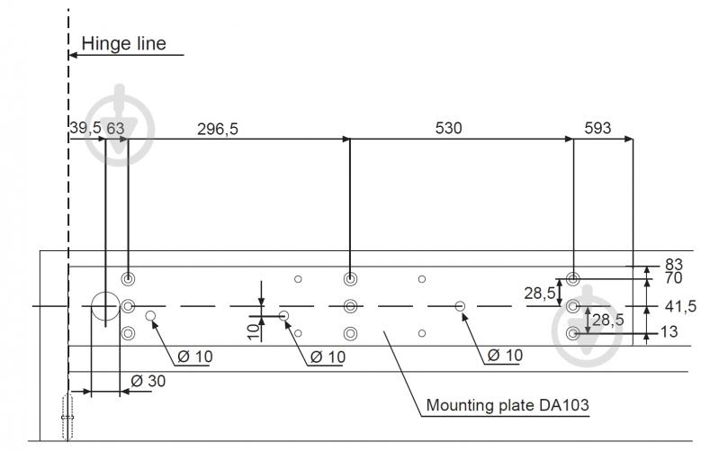 Пластина монтажна Abloy DA 103 до дверного автомата DA 460 чорний 125 кг - фото 2