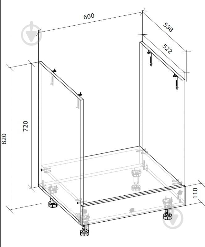 Тумба нижняя под духовку Ндш 60х82х54,5 МС Тея дуб артизан/дуб артизан Грейд - фото 4