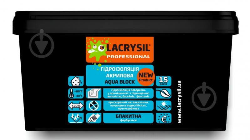 Гідроізоляція Lacrysil AQUA BLOCK блакитна 7 кг - фото 1