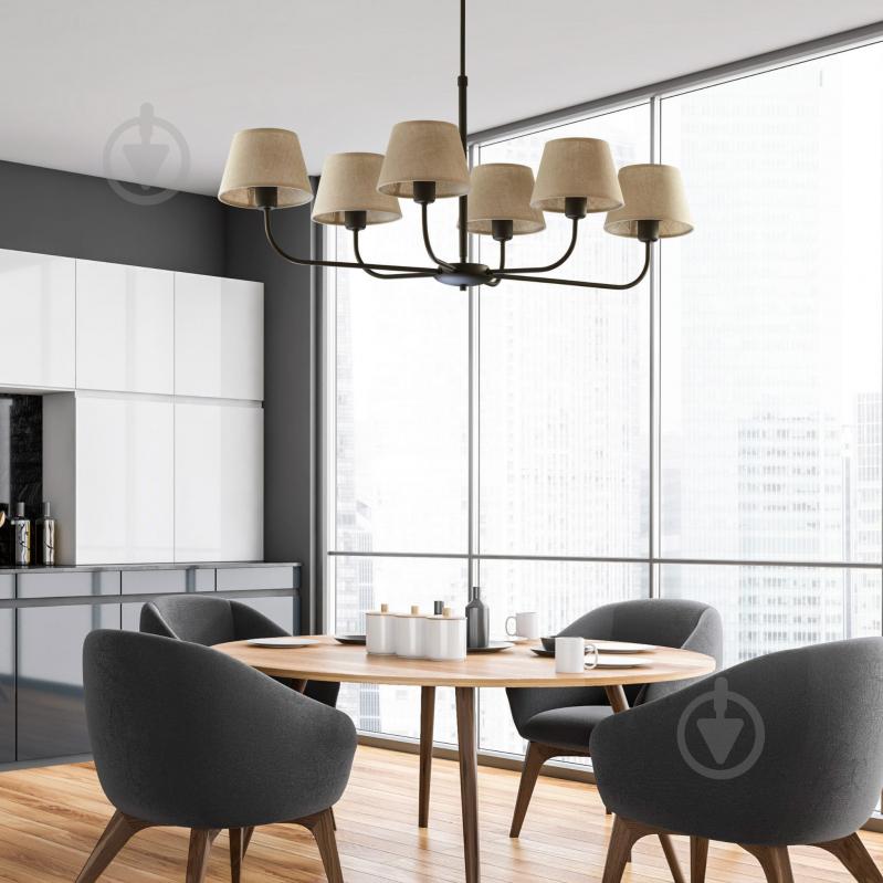 Люстра подвесная TK Lighting Chicago 5PL-3999 6x15 Вт E27 черный лен - фото 3