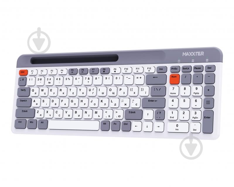 Клавіатура бездротова Maxxter KBW-02G-UA (KBW-02G-UA) ножичний механізм grey - фото 2