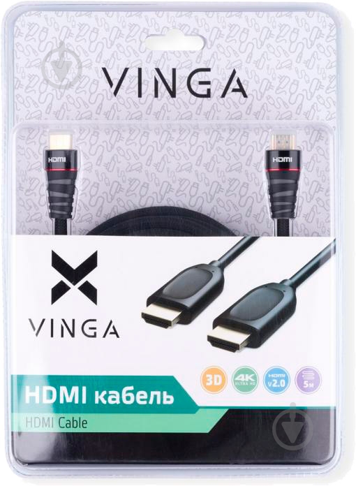 Кабель мультимедийный Vinga HDMI 5 м черный (HDMI01-5.0) - фото 5 Кабель мультимедийный Vinga HDMI 5 м черный (HDMI01-5.0) - фото 5