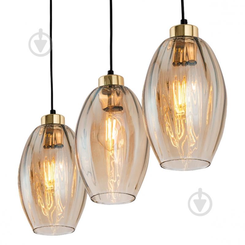 Підвіс TK Lighting Sebo 250 мм 3PL-4634 3x15 Вт E27 бурштиновий - фото 3 Підвіс TK Lighting Sebo 250 мм 3PL-4634 3x15 Вт E27 бурштиновий - фото 3