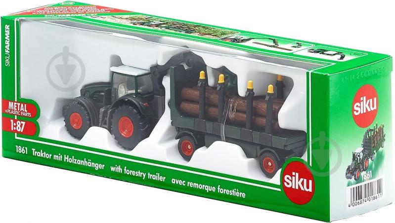 Модель Siku 1:87 трактор с прицепом для перевозки леса 1861 6460859 - фото 3