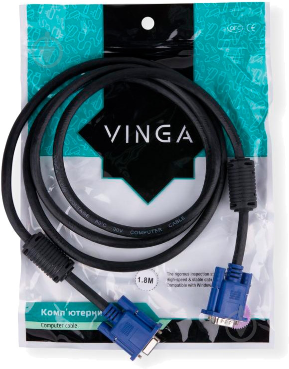 Кабель мультимедийный Vinga VGA 1,8 м черный (VGAMF02-1.8) - фото 4