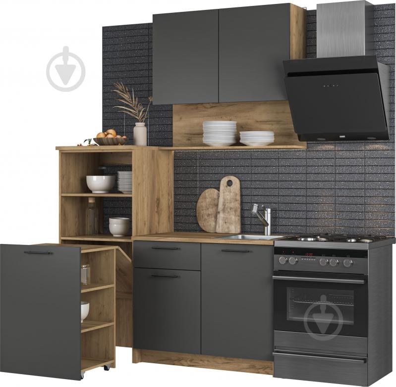 Кухня Грейд Wendy ДСП 1,6м графит серый/дуб крафт золотой - фото 2