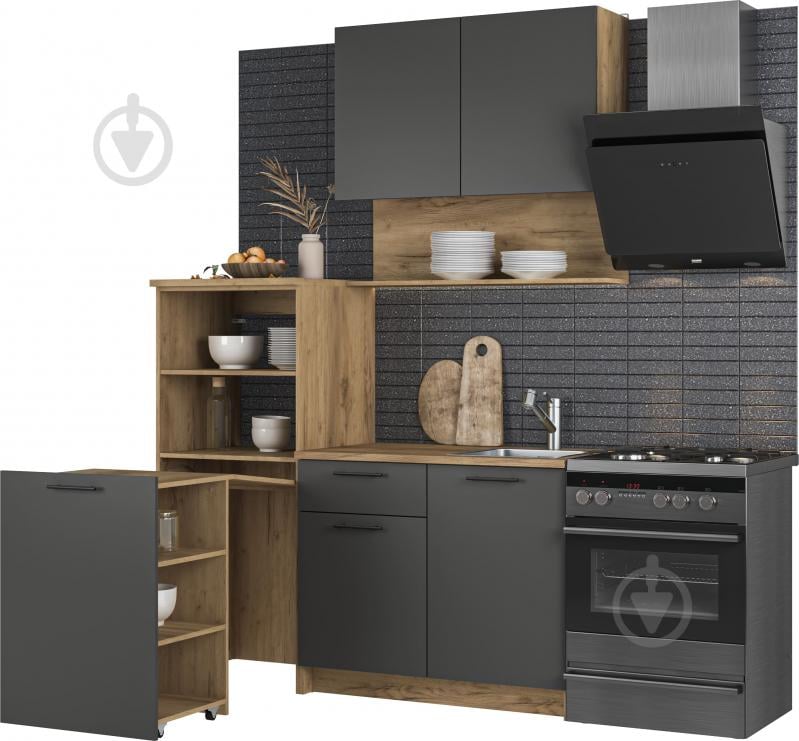 Кухня Грейд Wendy ДСП 1,6м графит серый/дуб крафт золотой - фото 3