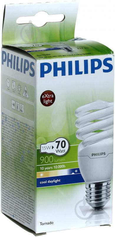 Лампа КЛЛ  Philips Tornado min T2 15 Вт E27 6500 К 230 В - фото 2