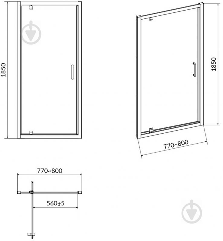 Душевые двери Cersanit Pivot Basic 80x185 см S158-001 прозрачное стекло - фото 5