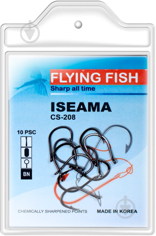 Крючок Flying Fish CS-208(12) №12 10 шт. рыболовный ISEAMA Ring BN - фото 1