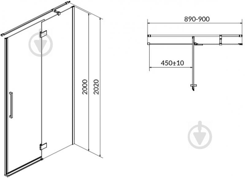 Душові двері Cersanit Crea L 90x200 см S159-005 прозоре скло - фото 5