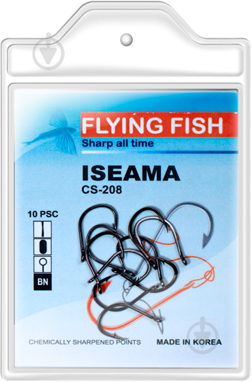 Крючок Flying Fish CS-208(02) №2 10 шт. рыболовный ISEAMA Ring BN - фото 1