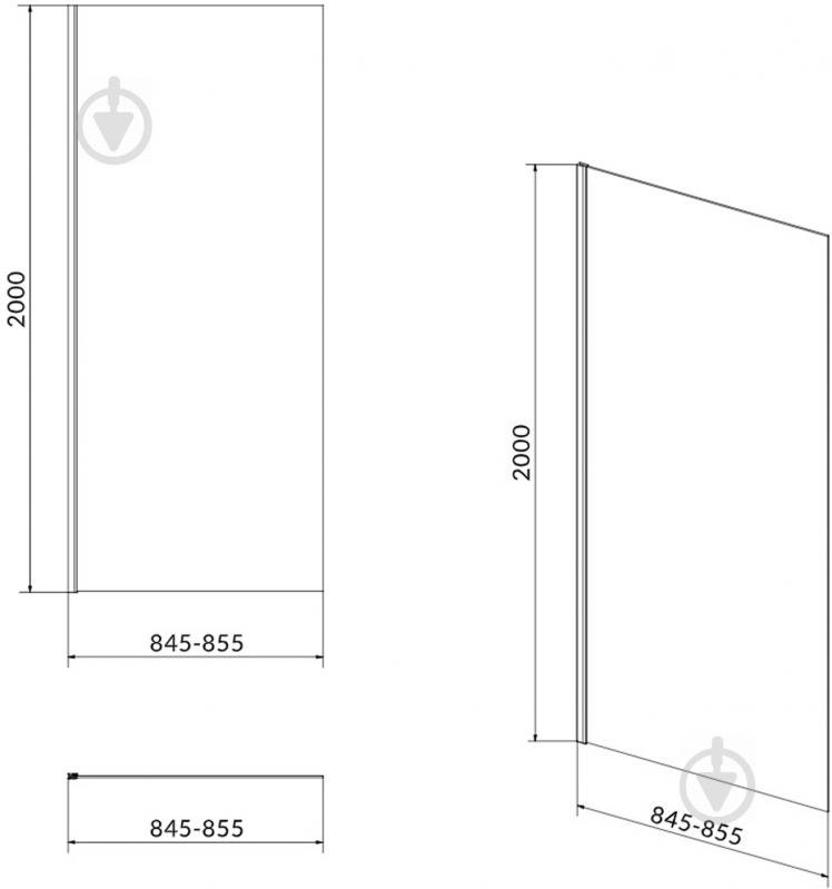 Стенка душевая Cersanit Crea 90x200 см S159-010 прозрачное стекло - фото 5