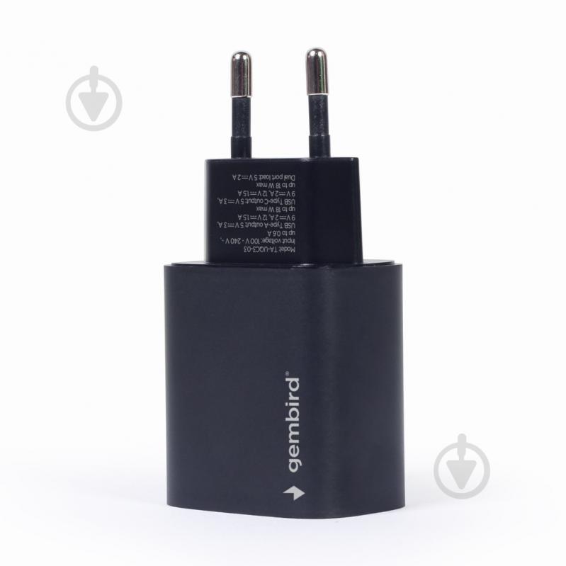 Зарядний пристрій Gembird TA-UQC3-03, 1 USB-A + 1 Type-C (PD 18 Вт + QC3.0 18 Вт) - фото 4