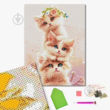 Алмазна мозаїка Три кошенятка 30х40 см Brushme - фото 1