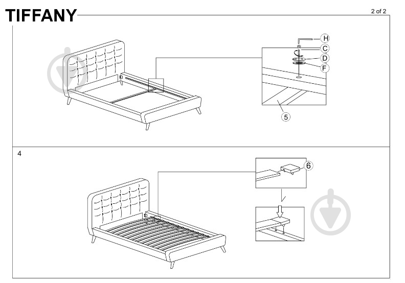 Ліжко Signal Meble TIFFANY 90x200 см сірий/дуб - фото 4