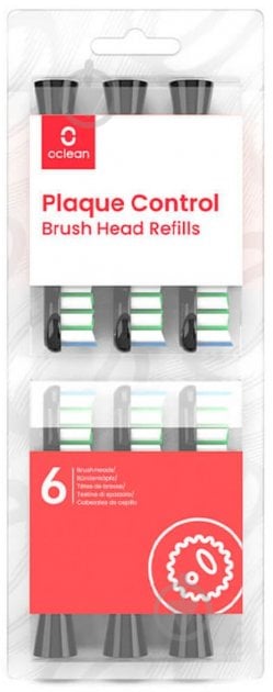 Насадки для электрической зубной щетки Oclean P1C5 B06 Plaque Control Brush Head Black 6 шт - фото 2