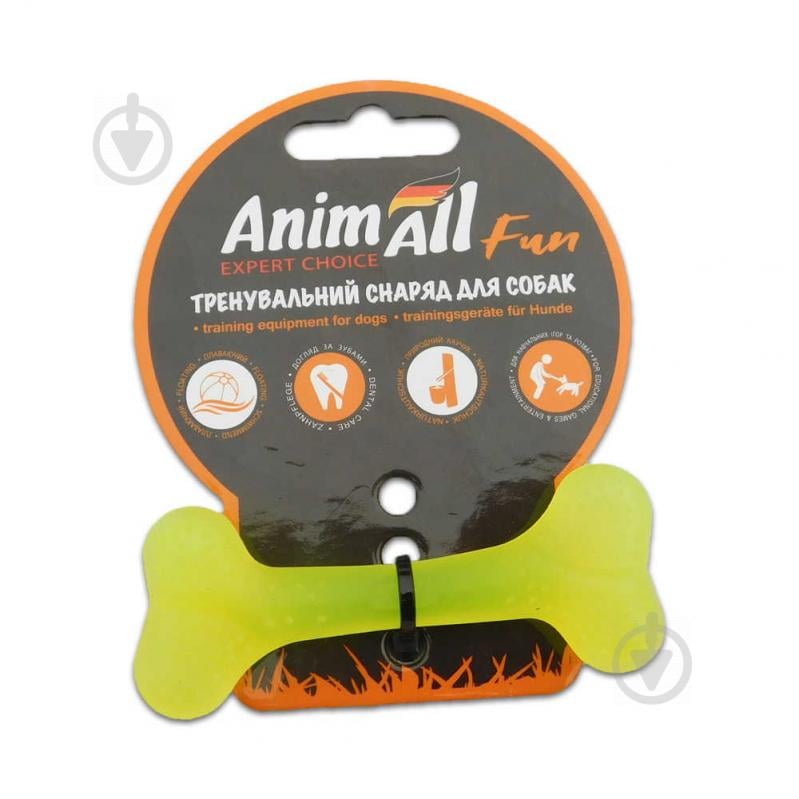 Игрушка для собак AnimAll Кость 8 см желтая 88101 - фото 1