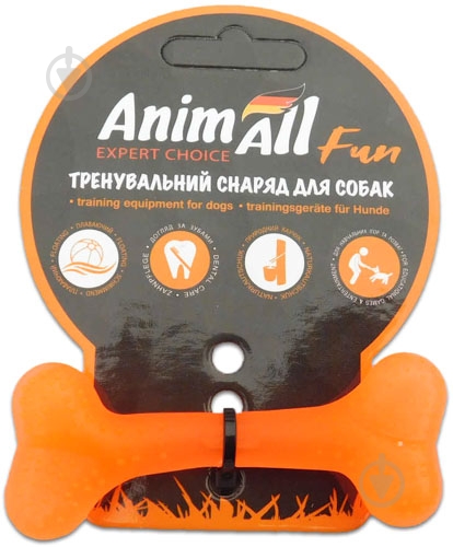 Игрушка для собак AnimAll Кость 8 см оранжевая 88102 - фото 1