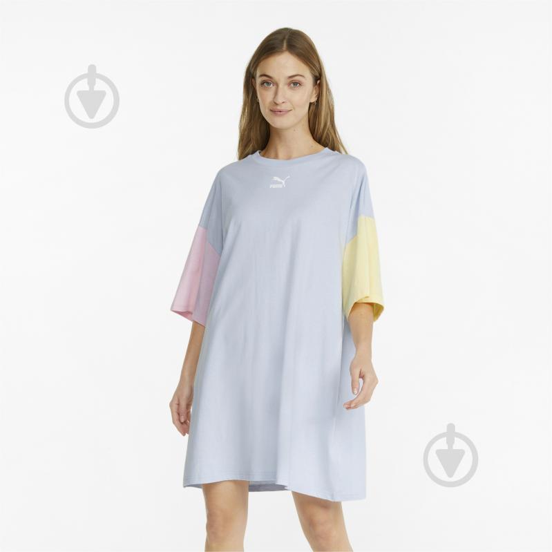 Платье Puma Classics Block Tee Dress 53460721 р.S голубой с розовым - фото 1