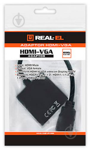 Переходник Real-el HDMI – VGA 0,15 м черный (EL123500020) - фото 2