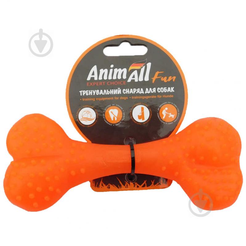 Игрушка для собак AnimAll Кость 15 см оранжевая 88122 - фото 1