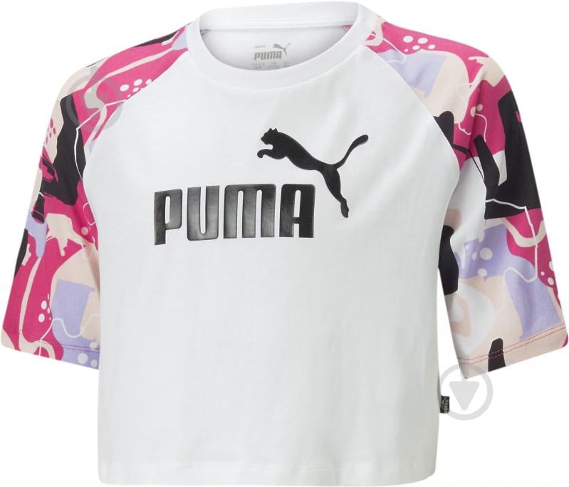 Футболка Puma ESS+ STREET ART RAGLAN AOP TEE G 67350702 р.140 білий - фото 1