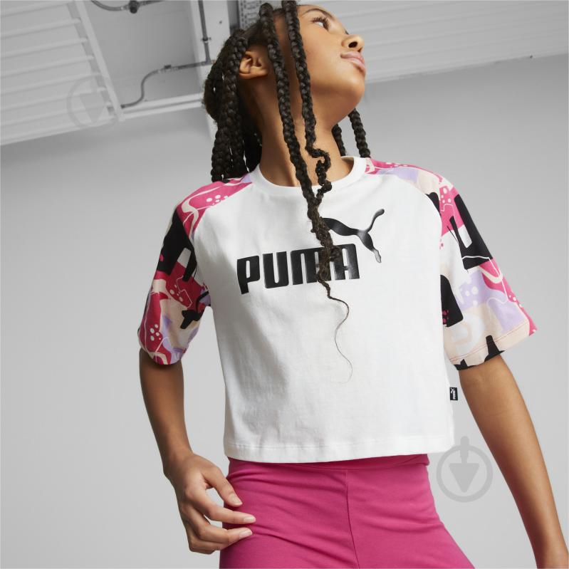 Футболка Puma ESS+ STREET ART RAGLAN AOP TEE G 67350702 р.140 білий - фото 3