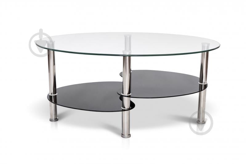 Стол журнальный Мікс Меблі 900x550x420 мм хром/ прозрачный/черный - фото 1 Стол журнальный Мікс Меблі 900x550x420 мм хром/ прозрачный/черный - фото 1