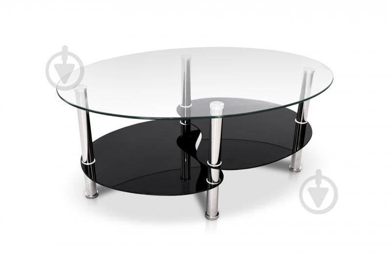 Стол журнальный Мікс Меблі 900x550x420 мм хром/ прозрачный/черный - фото 2 Стол журнальный Мікс Меблі 900x550x420 мм хром/ прозрачный/черный - фото 2