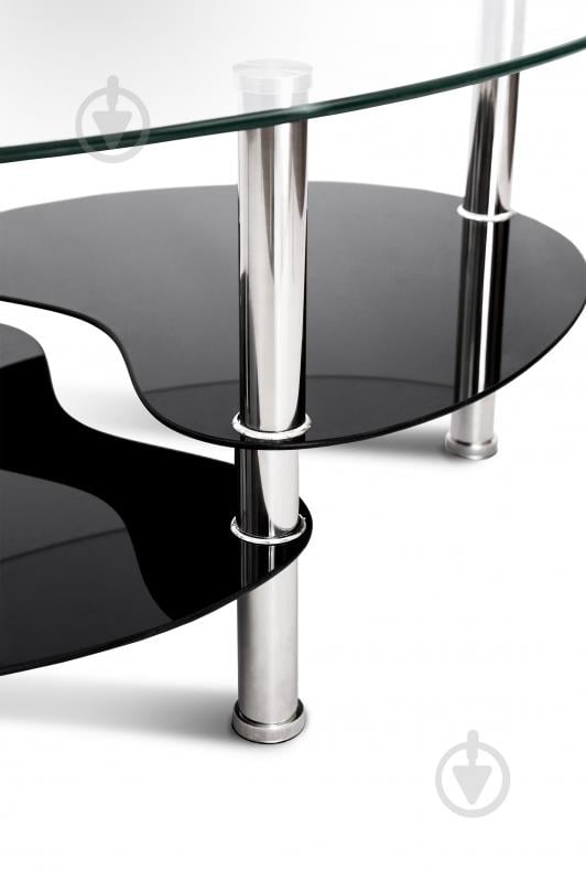 Стол журнальный Мікс Меблі 900x550x420 мм хром/ прозрачный/черный - фото 3 Стол журнальный Мікс Меблі 900x550x420 мм хром/ прозрачный/черный - фото 3